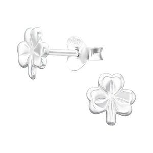 Sterling Silver Four Leaf Clover Stud Earrings